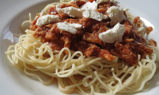 Chicken Spaghetti (with goat cheese)